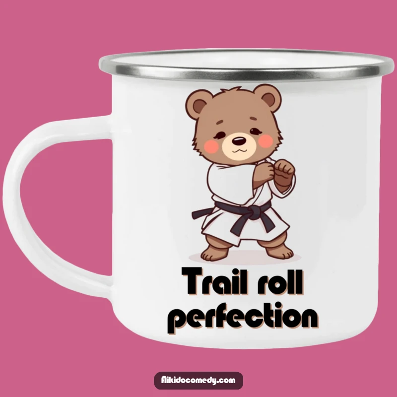 Funny Bear Cub Aikido Camping Mug - Outdoor Martial Arts Practice Cup