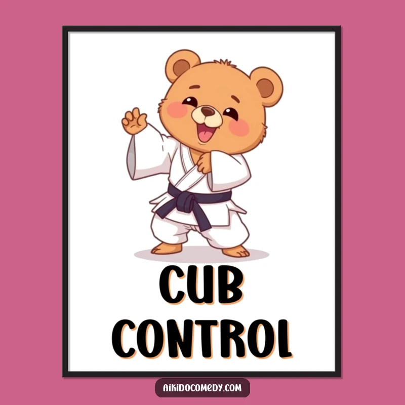 Funny Bear Cub Aikido Digital Art - Instant Hilarious Martial Arts Decor