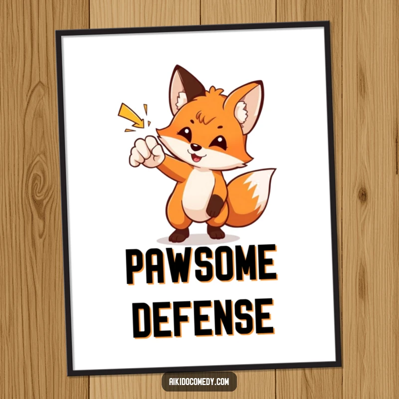 Funny fox gracefully deflecting a punch. Instant digital art print, perfect funny gift.