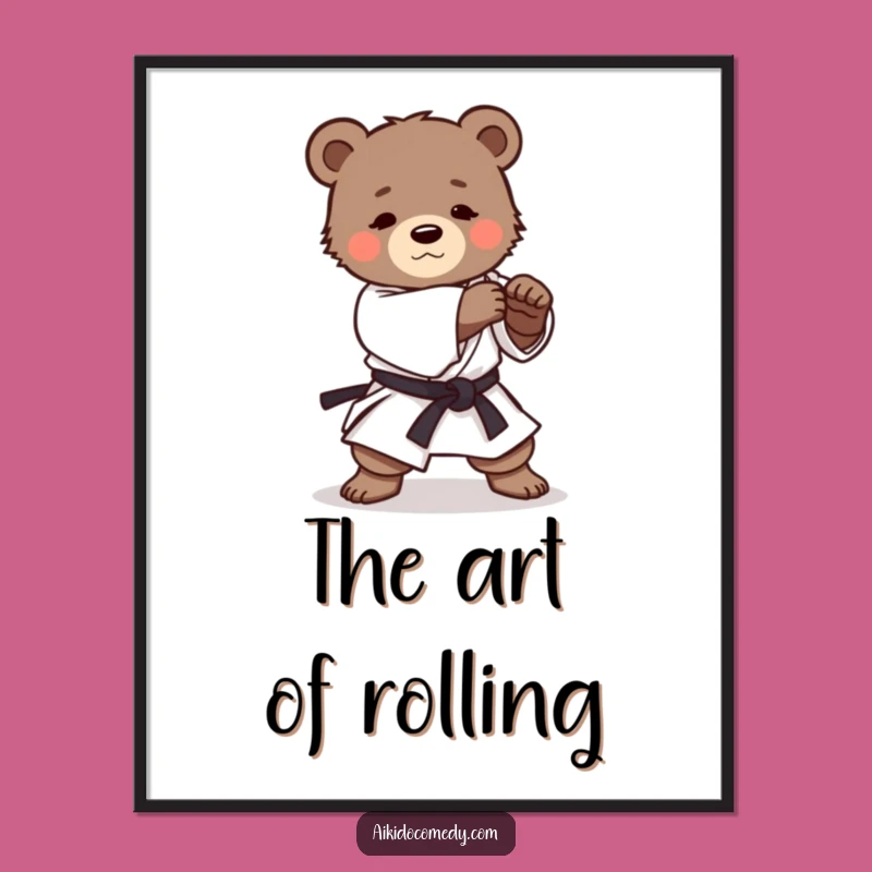 Funny Bear Cub Aikido Digital Art Print - Printable Martial Arts Decor
