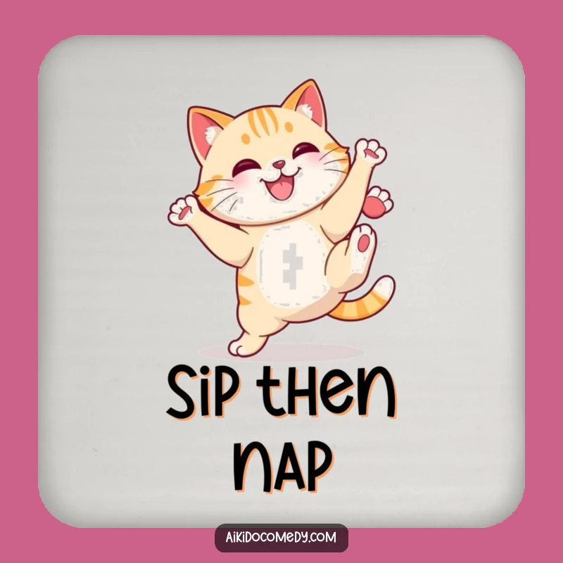 Funny Cat Karate Coaster - Protect Surfaces with Feline Finesse!