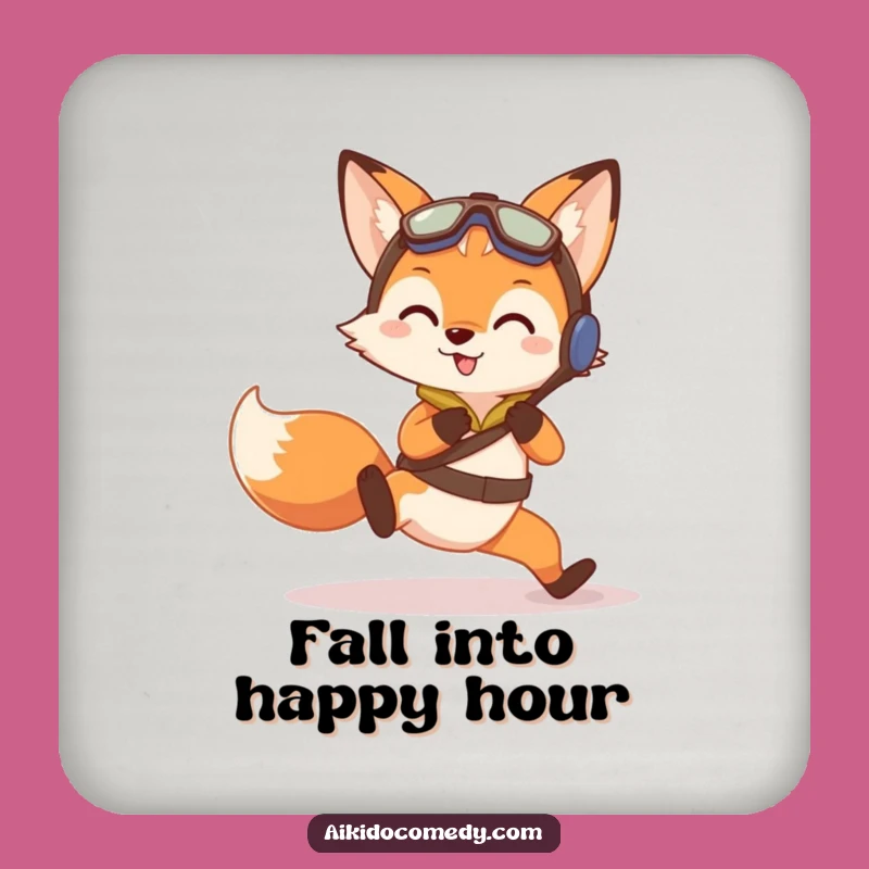 Funny Fox Aikido Drink Coaster - Practice Fall Table Protector