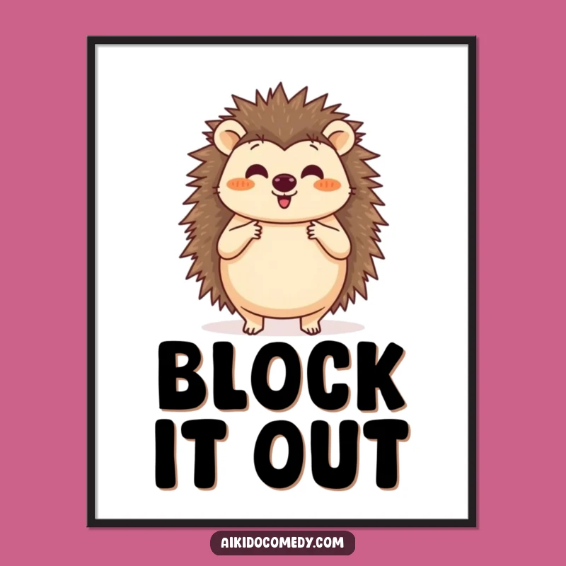 Funny Hedgehog Aikido Poster - Circular Block Wall Art