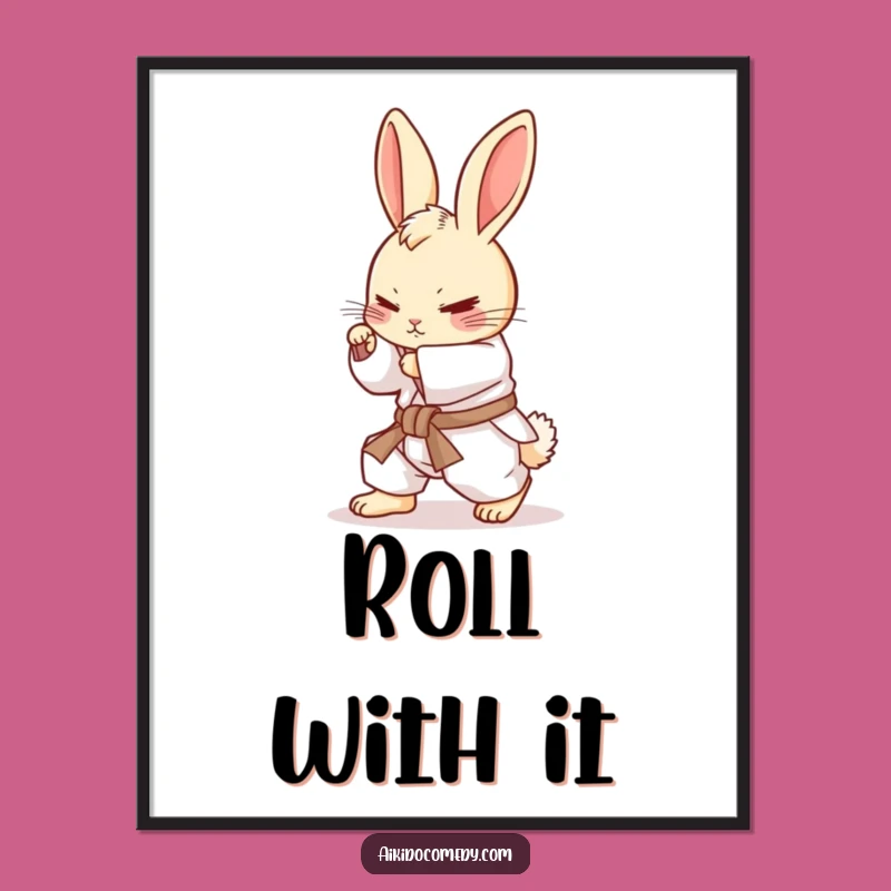 Funny Bunny Aikido Poster - Adorable Wall Art for Martial Artists!