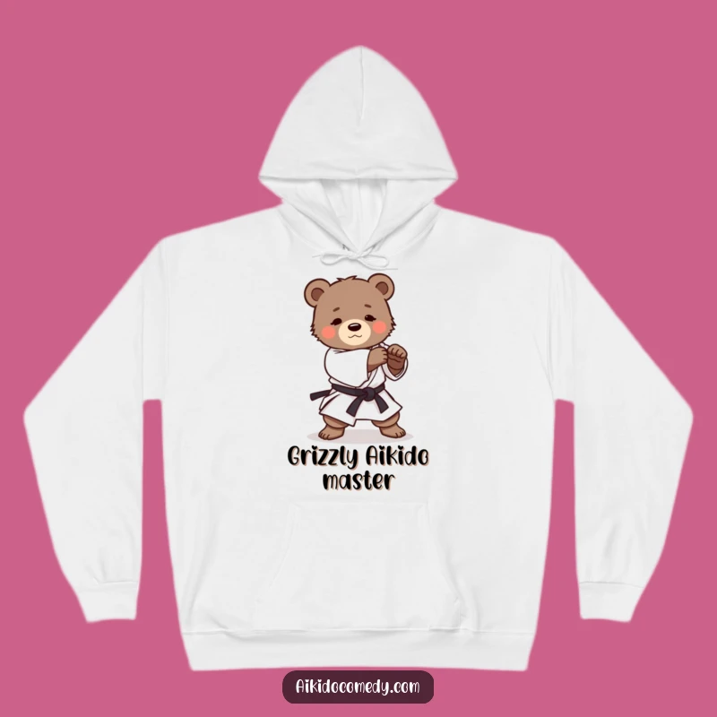 Funny Bear Cub Aikido Hoodie - Cozy Martial Arts Practice Sweatshirt