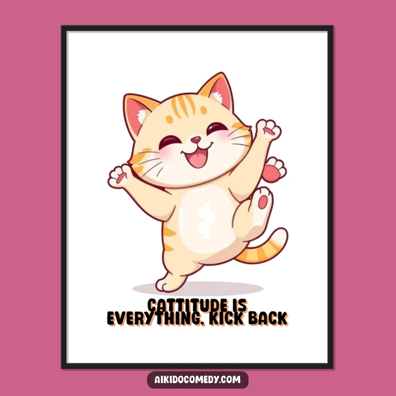 Free Printable Wall Art: Determined Cat Kick, Hilarious Downloadable Art for Walls