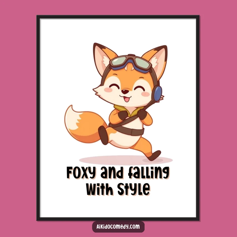 Free Printable Wall Art: Funny Fox Aikido Fall, Quirky Downloadable Decor