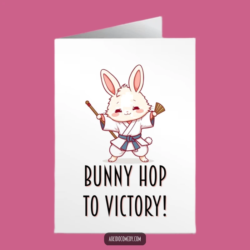 Free Printable Congrats Card: Funny Bunny Aikido Sweep, Awesome Downloadable Gift
