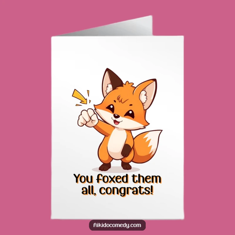 Free Printable Congrats Card: Sly Fox Dodging Trouble, Humorous Downloadable Gift