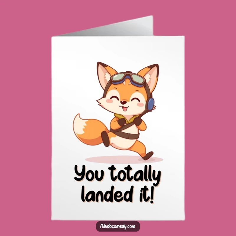 Free Printable Congrats Card: Funny Fox Aikido Fall, Awesome Downloadable Gift