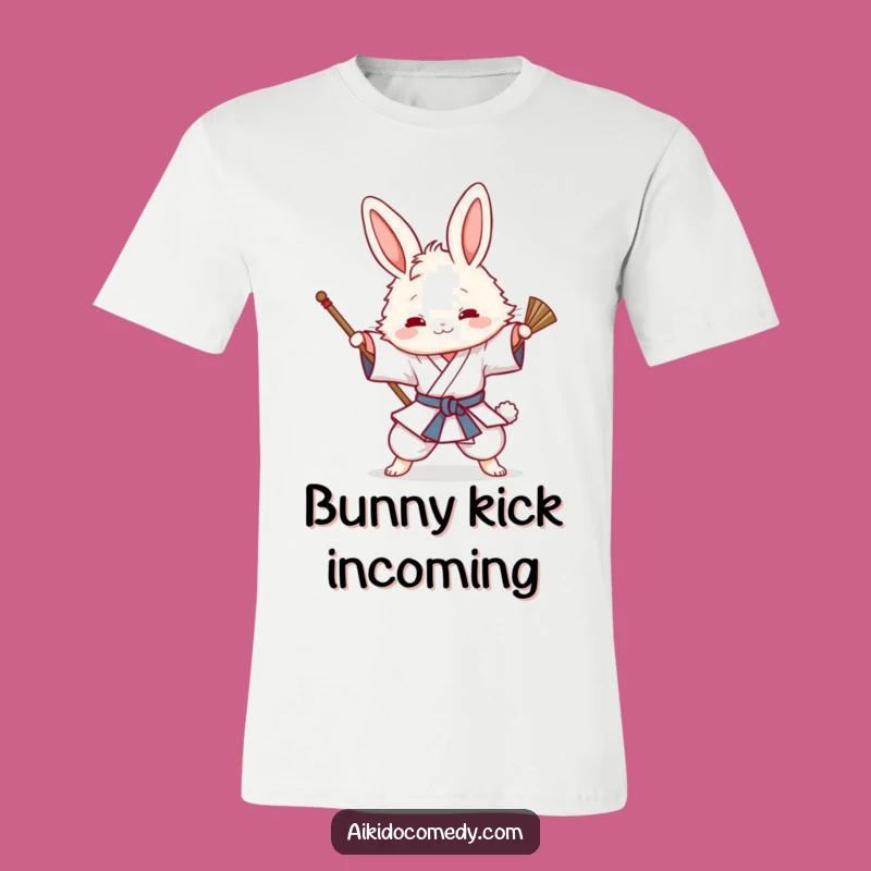 Funny Bunny Aikido T-Shirt - Cute Sweeping Technique Practice Tee