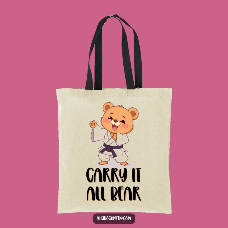 Funny Bear Cub Aikido Tote Bag - Carry Your Gear with Laughs!